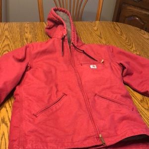 Raspberry Carhartt Sherpa lined coat